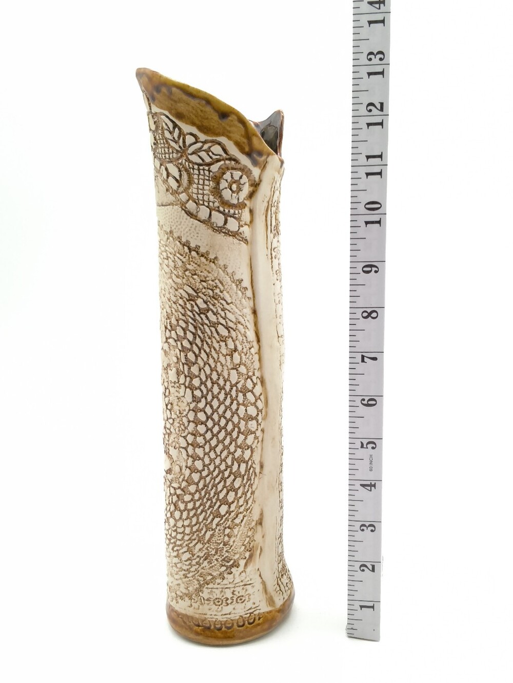 Twiddy Pottery by Colleen Diess - Handcrafted Lace Impressed Ceramic Slab Vase - Picture 5 of 13